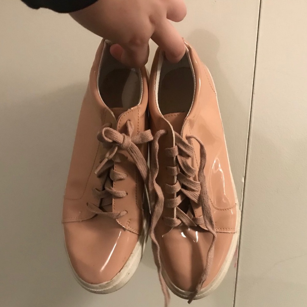 dusty pink patent sneakers